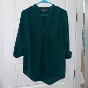 Brixon Ivy Green V-Neck Tunic Blouse